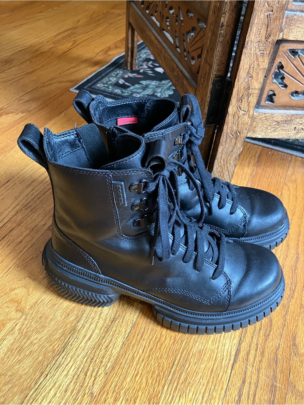 Sorel Ona Ave leather waterproof lug boot, chunky heel